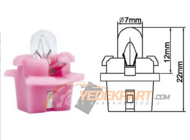 12V 1.7W T7 DİPSİZ FORD MİNİBÜS GÖĞÜS AMPULU DUYLU